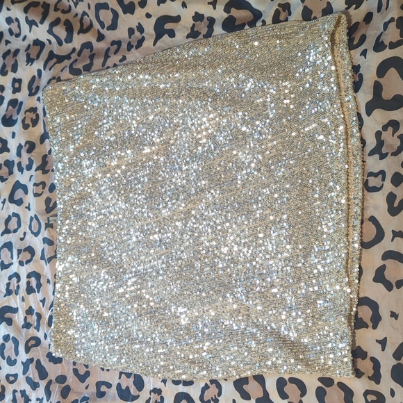 Silver sequin mini pencil skirt 2x - Picture 1 of 5